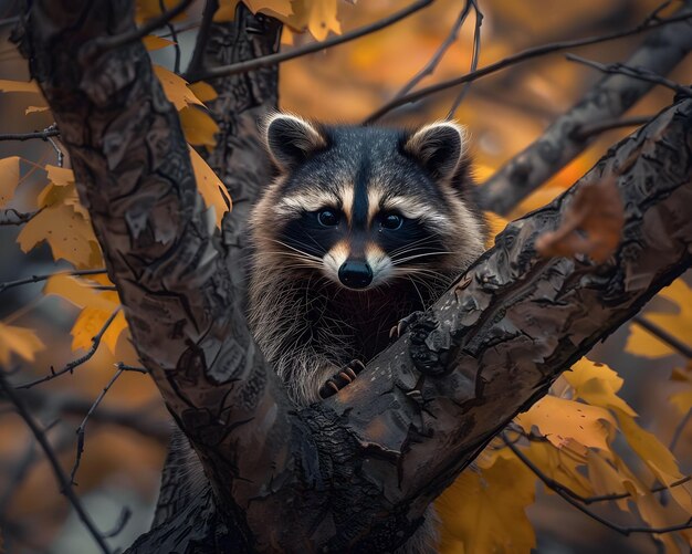 Mischievous raccoon clever eyes nights playful spirit