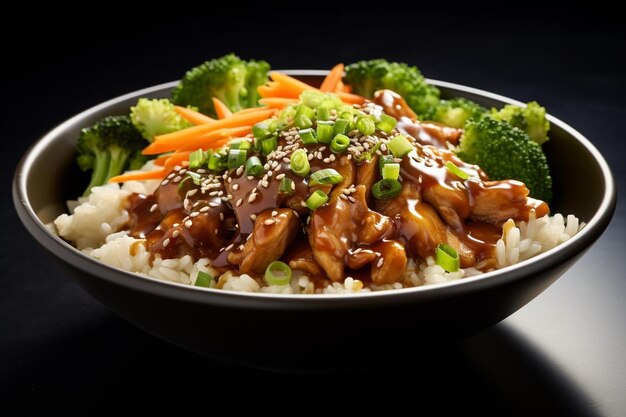 Foto miso kippen teriyaki schaal