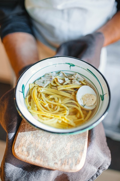 Miso ramen aziatische noedels met ei