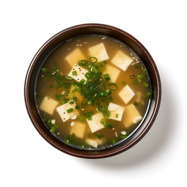 Miso soup isolated on plain white background