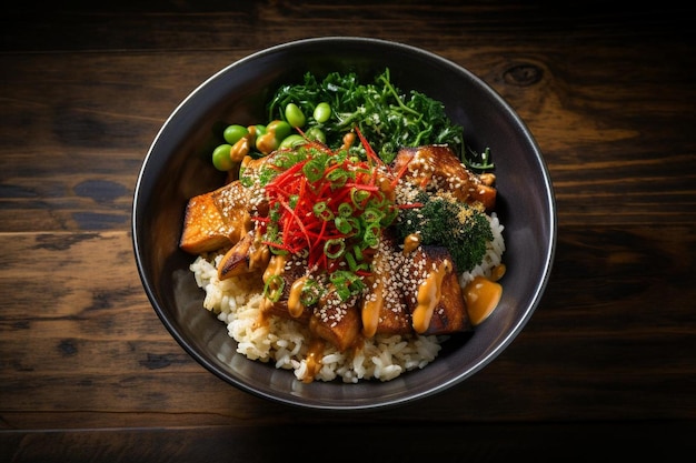 Foto miso tofu donburi bliss van de soja