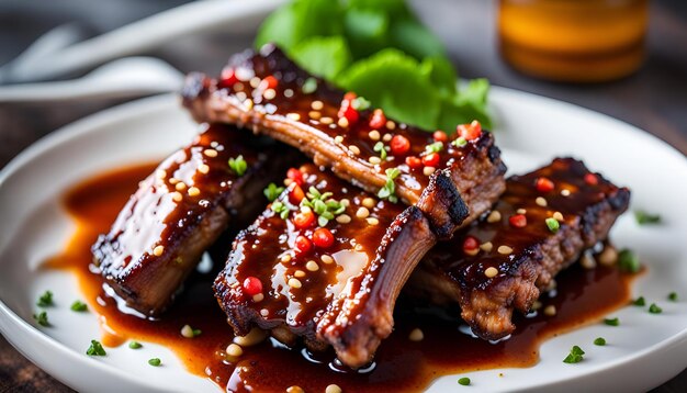 Miso varkensvlees ribben met chili honing glaze