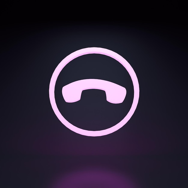 Missed call neon icon 3d render illustration