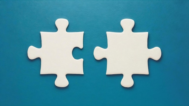 Missing piece of puzzle on blue textured backdrop