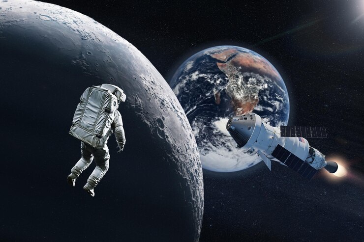Миссия космонавта на Луну и космический корабль Орион Элементы этого изображения предоставлены НАСА.