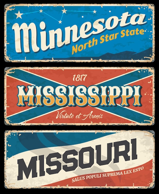 写真 ミシシッピ州ミネソタ州とミズーリ州のビンテージ看板