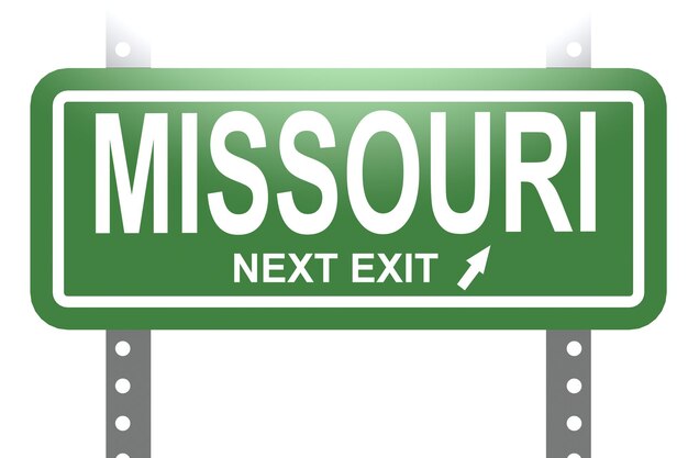 Missouri green sign board isolated