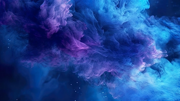 Fusion of Shimmering Blue and Green Glitter, Creating a Misty Steam Cloud  on a Dark Black abstract art background. Color mist. Ink water. Haze  texture. Fantasy night sky. AI Generated 27172652 Stock