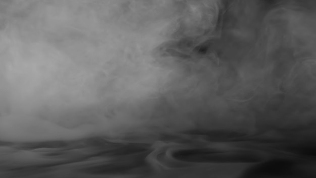 Mist of rook beweegt op een zwarte achtergrond Rook op een zwarte achtergrond het licht in de rook