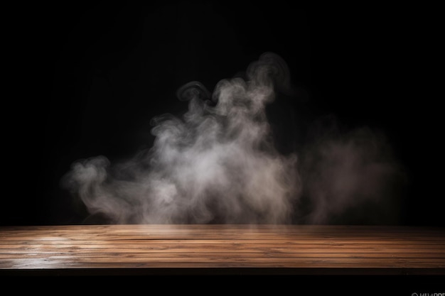 Mist on wooden table for Halloween