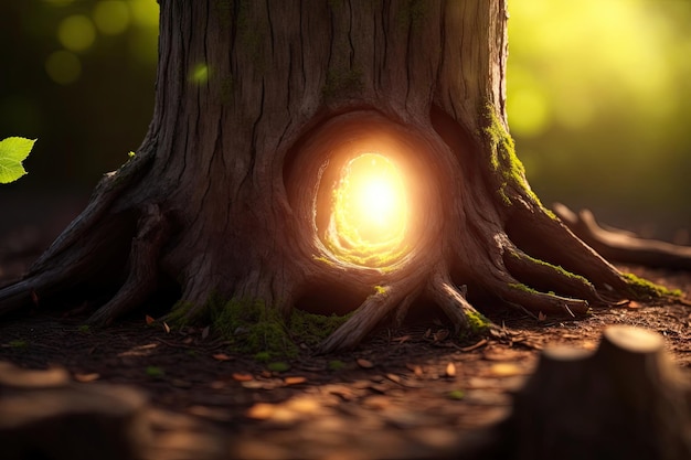 Mistery hole in Nature tree ai generatief