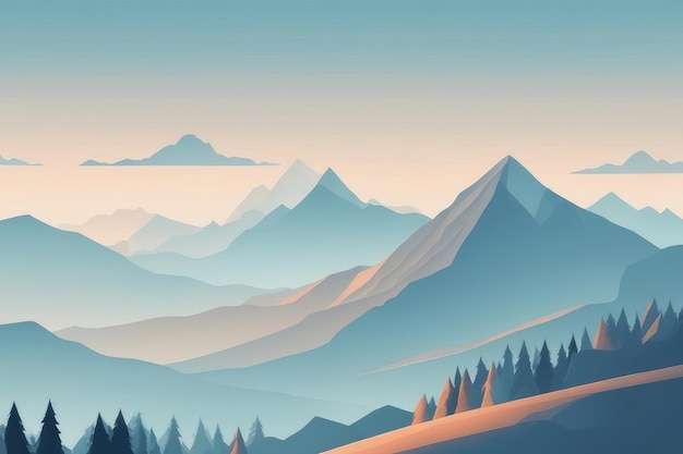 Mistige bergen achtergrond in blauwe toon