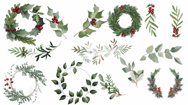 Photo mistletoe for christmas leaves and wreaths for the new year