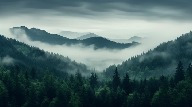 Misty Green Forest Een droomlandschap in 8k resolutie