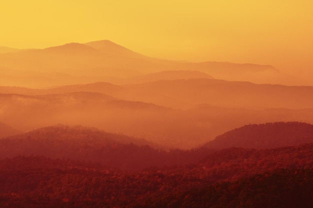 Photo misty landscape against clear sky