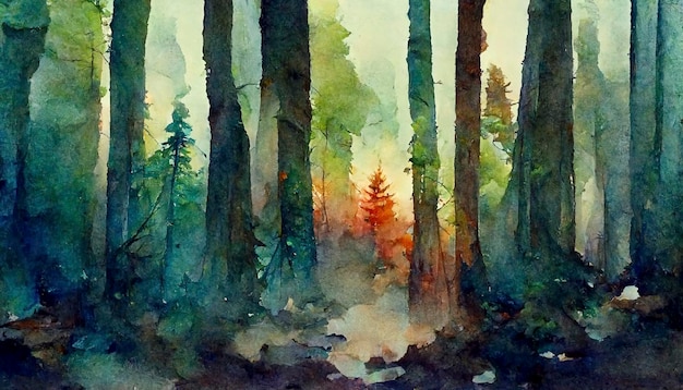 Misty Magical Color Forest