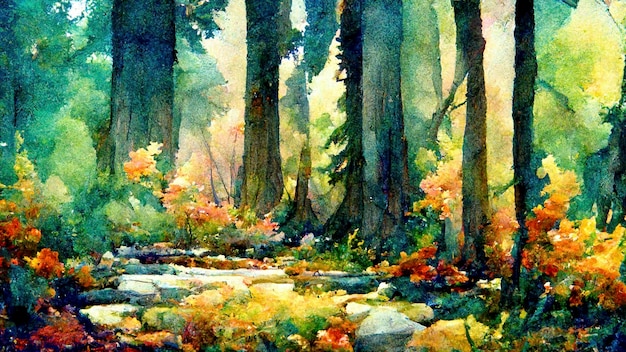 Misty Magical Color Forest