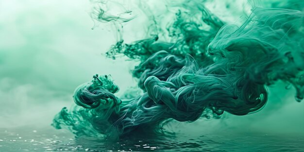 A misty mist of emerald green pigment suspended in a clear gel