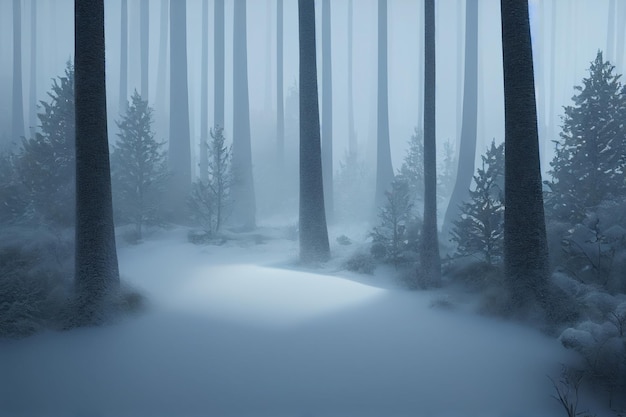 Photo misty morning fog in the forest