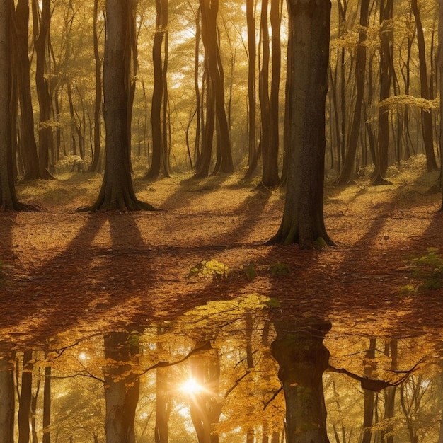 Foto una mattina nebbiosa in una foresta tranquilla