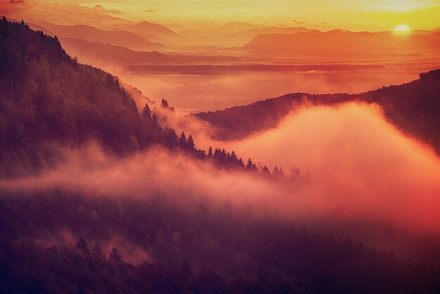 Photo misty mountain landscape