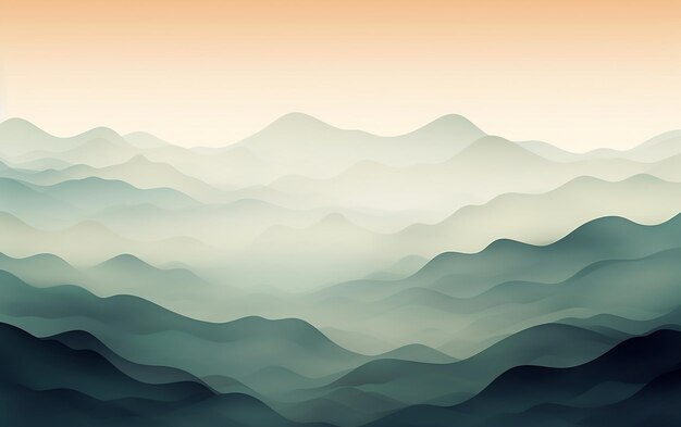 Misty Mountain Serenity Rustige achtergrond met kleurovergang Generatieve Ai