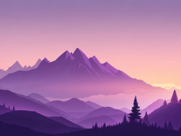 Misty mountain wallpaper purple tone