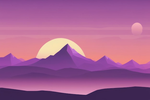 Misty mountain wallpaper purple tone