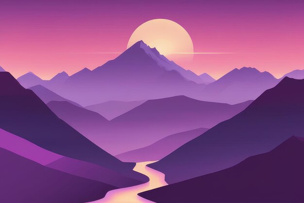 Photo misty mountain wallpaper purple tone