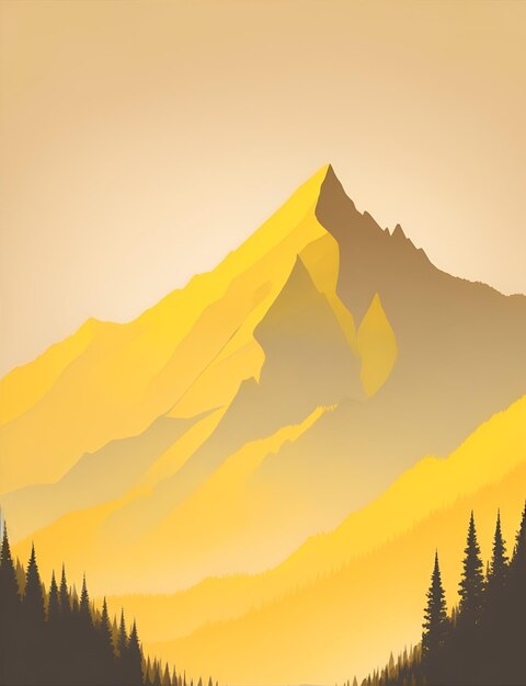 Misty mountain wallpaper yellow tone