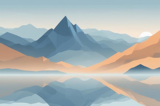Photo misty mountains background in blue tone