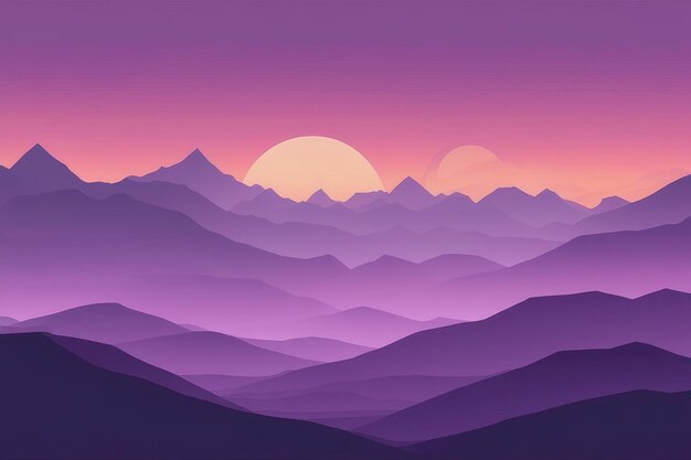 Misty mountains background in purple tone