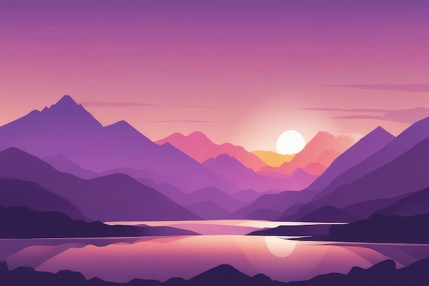 Misty mountains background in purple tone