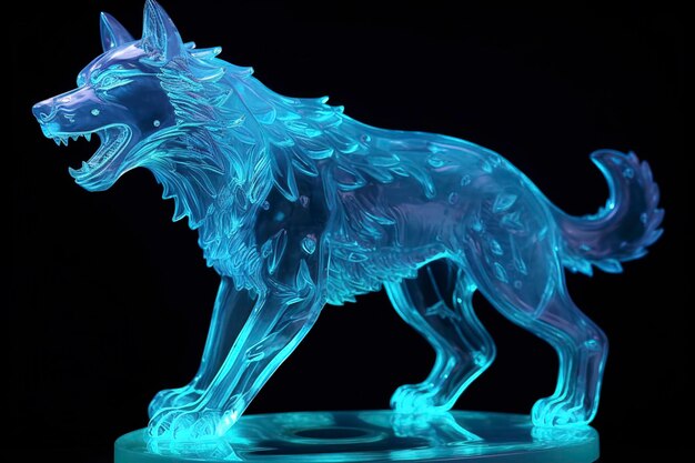 Photo a misty spirit wolf standing in the dark