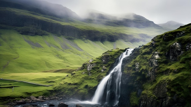 Misty Waterfall in the Forest