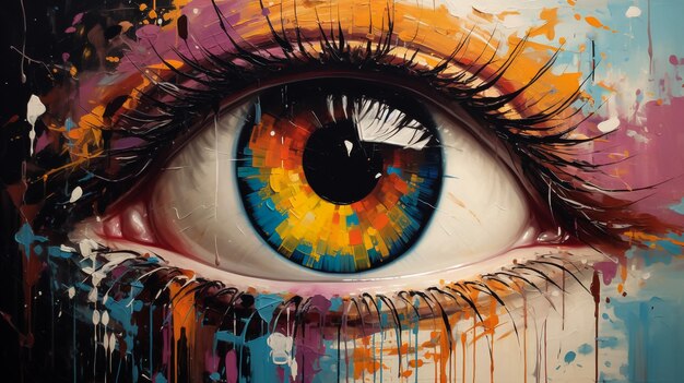 Mix art smoky eye abstract art illustration oil painting