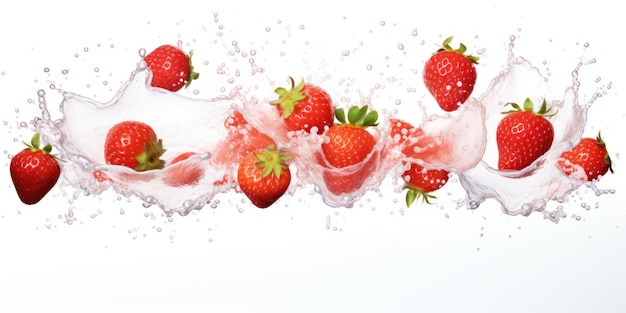 Mix Berries Falling On Milk Splash AI Generated