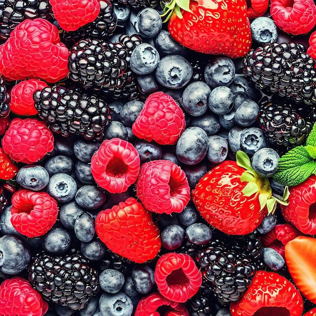 Mix berries top view background