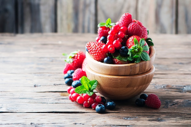 Mix of berry on the wooden table