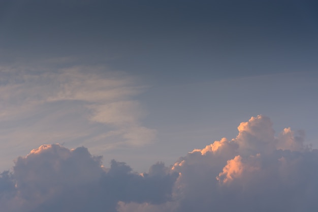 A mix of blue & shiny warm clouds during golden hour