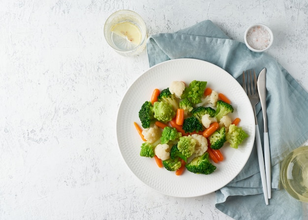 Mix of boiled vegetables on a plate