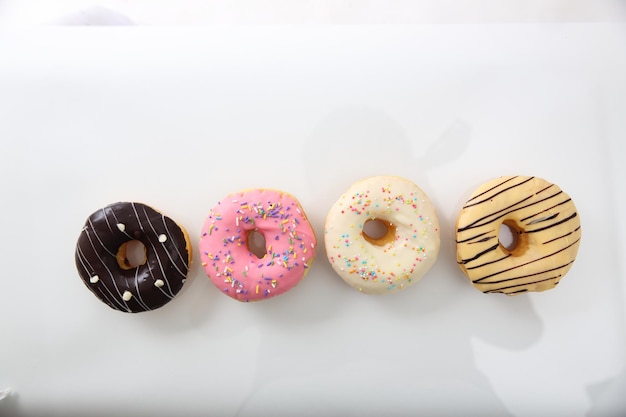 Mix chocolate donut isolated in white background