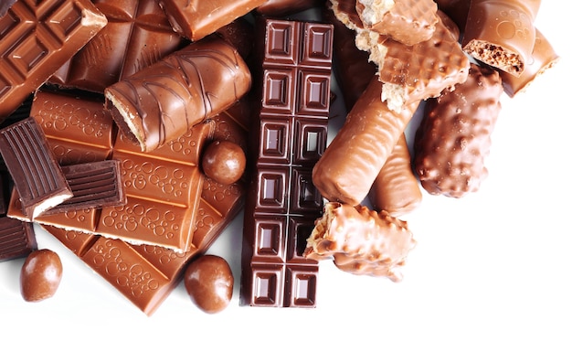 mix of chocolate on table closeup