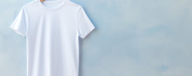 写真 パステル色の壁に色を混ぜたtシャツのモックアップ