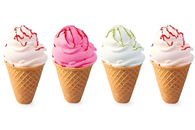 さまざまな色のアイスクリームのミックス