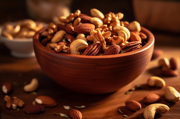 Mix of different nuts as background closeup