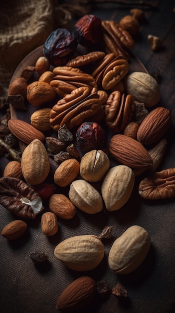 Mix of different nuts as background closeup