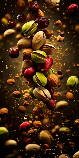 Mix of different nuts as background closeup