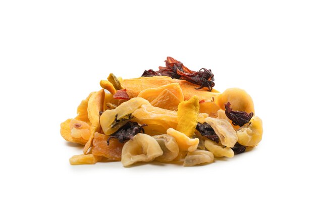 Mix of dried exotic fruit mangosslices of pineapples passion fruit papaya