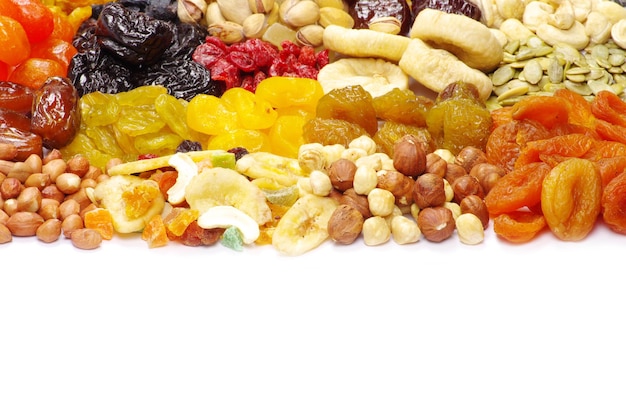 Mix dried fruits collection on white